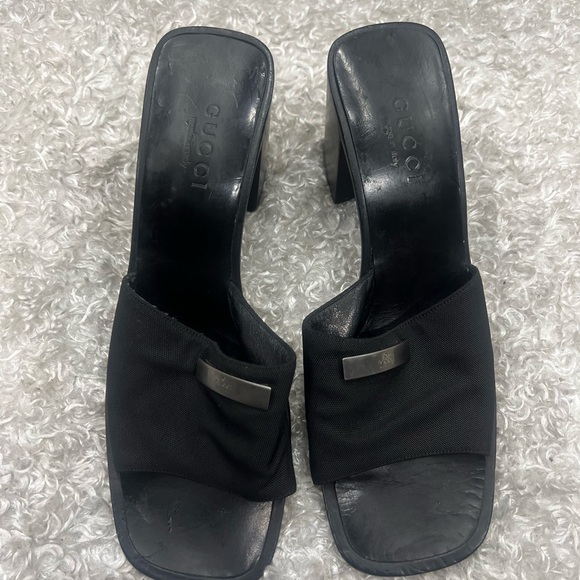 GUCCI Canvas Sandals Heels - Picture 1 of 14
